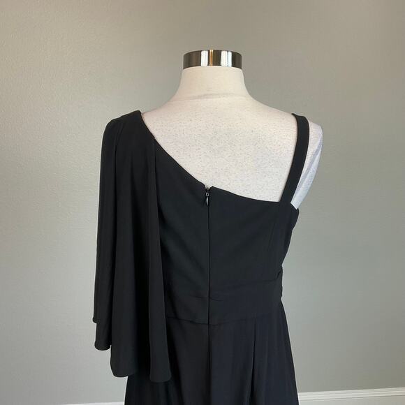 R&M Richards Women's Jumpsuit Size 10 Black Beaded One-Shoulder Wide Leg Pant - Picture 8 of 13